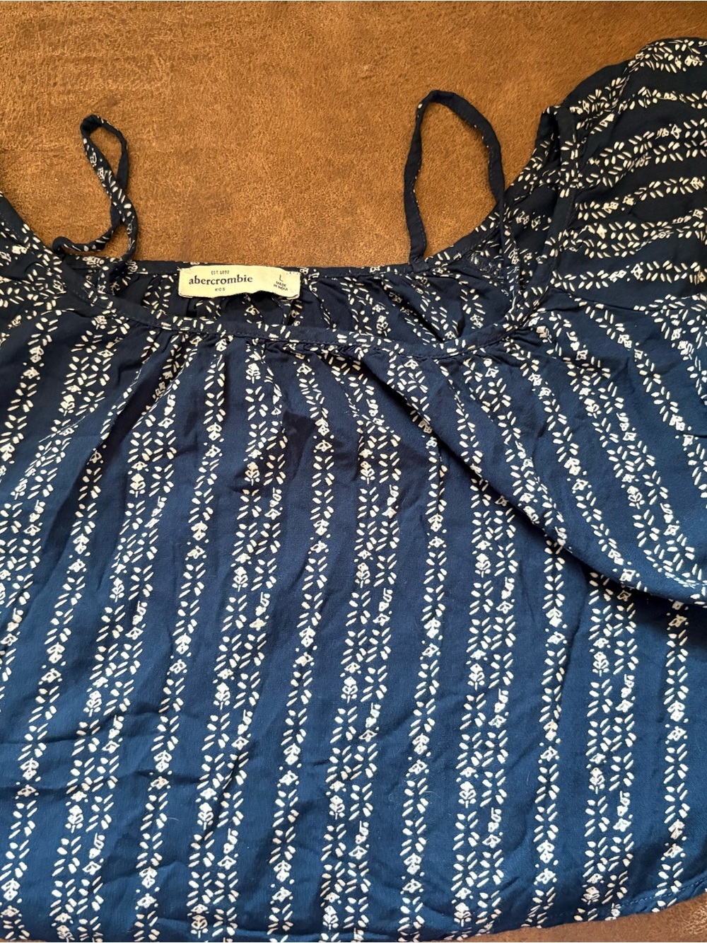 Abercrombie & Fitch Navy Blue Printed Spaghetti-Strap Camisole